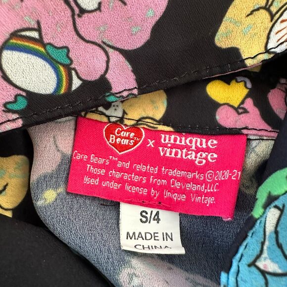 Care Bears Modern Button Collar Shirt Womens Size Small Black By Unique Vintage - Picture 10 of 11